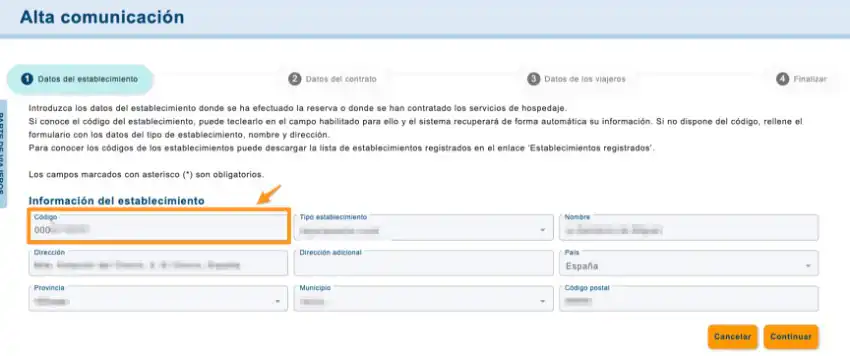 código do estabelecimento