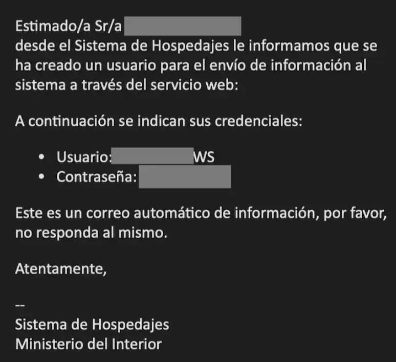 Acessos à plataforma ses.hospedajes